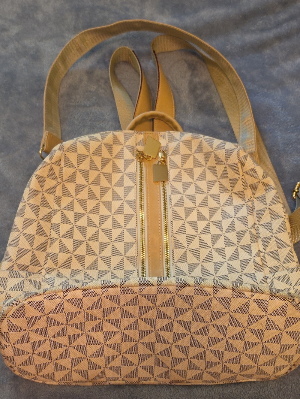 Stylish Cream Geometric Backpack